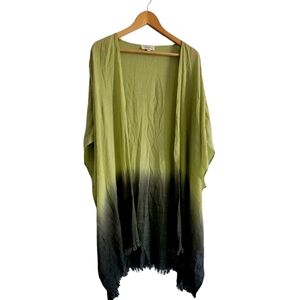 Umgee Ombrè Green and Gray Long Kimono Jacket Lightweight Hi Low Size XL